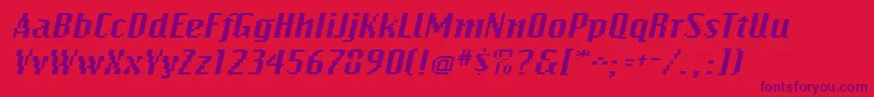 BitmapwideItalic-fontti – violetit fontit punaisella taustalla