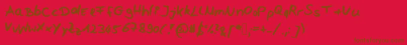 Celi-Schriftart – Braune Schriften auf rotem Hintergrund