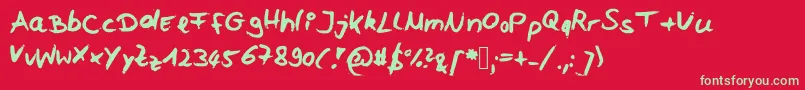 フォントCeli – 赤い背景に緑の文字