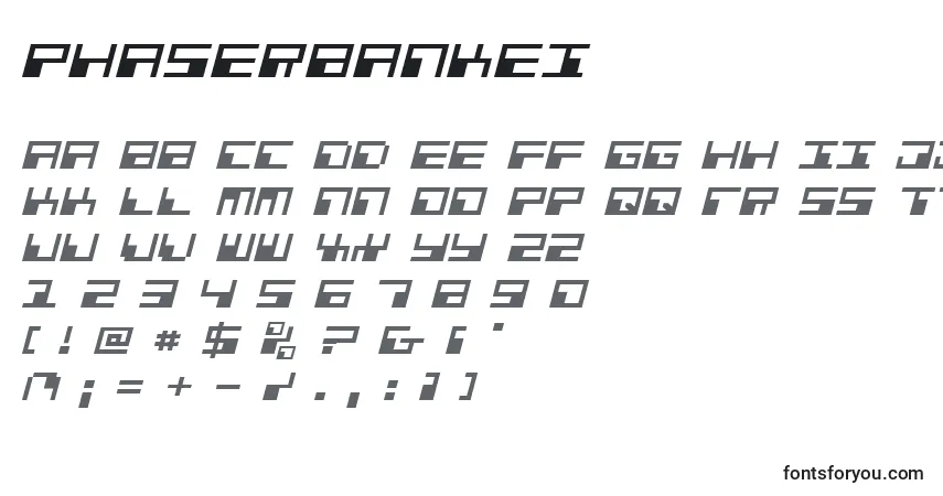 Phaserbankei-fontti – aakkoset, numerot, erikoismerkit