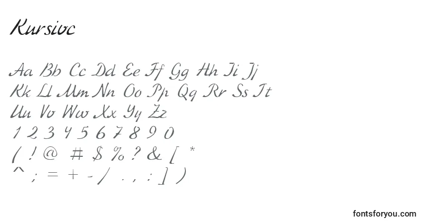 Шрифт Kursivc – алфавит, цифры, специальные символы