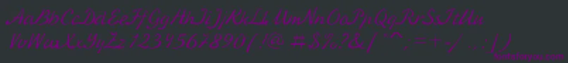 Czcionka Kursivc – fioletowe czcionki na czarnym tle