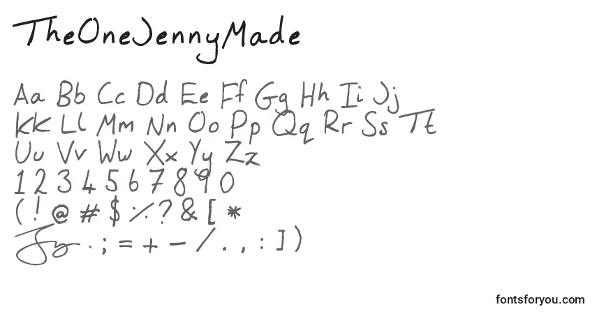 Шрифт TheOneJennyMade – алфавит, цифры, специальные символы
