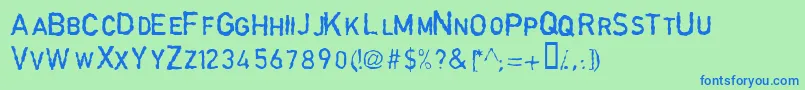 GarbageschriftThin Font – Blue Fonts on Green Background