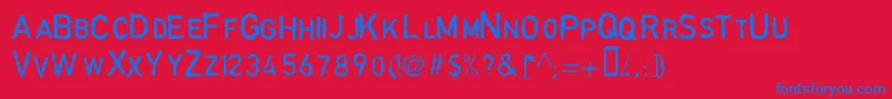 GarbageschriftThin Font – Blue Fonts on Red Background