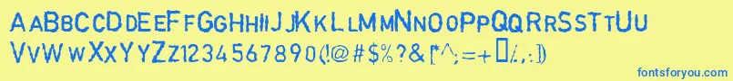GarbageschriftThin Font – Blue Fonts on Yellow Background