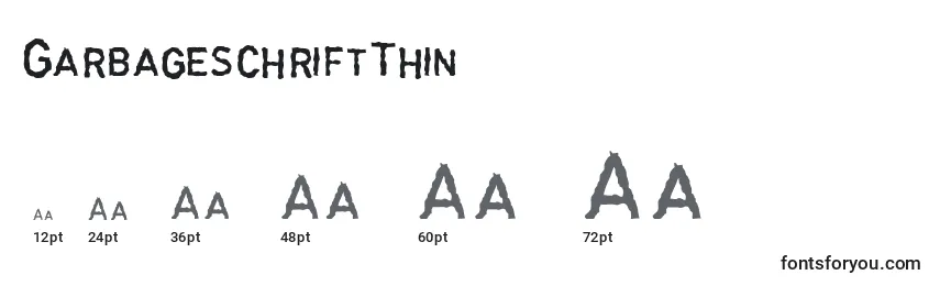 Размеры шрифта GarbageschriftThin