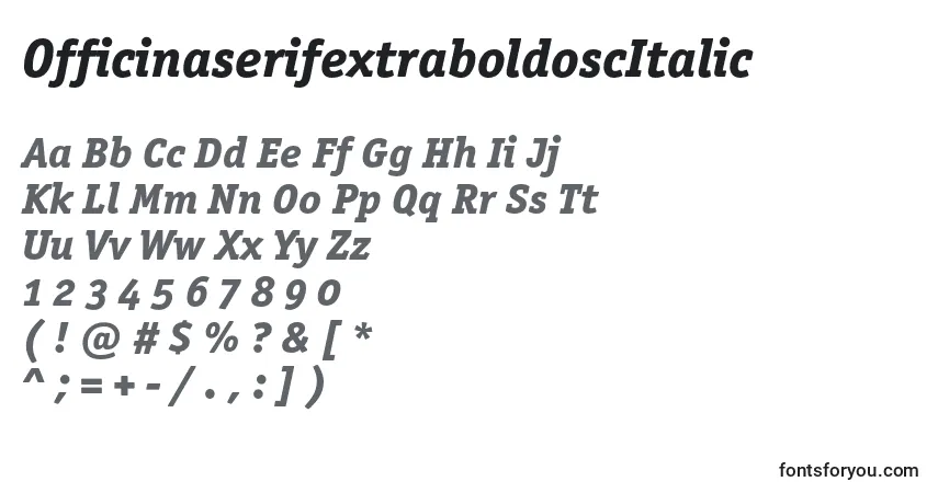 Czcionka OfficinaserifextraboldoscItalic – alfabet, cyfry, specjalne znaki