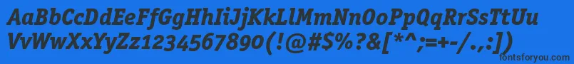 Шрифт OfficinaserifextraboldoscItalic – чёрные шрифты на синем фоне