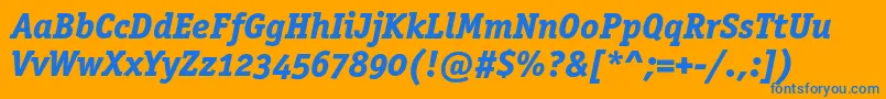 OfficinaserifextraboldoscItalic Font – Blue Fonts on Orange Background