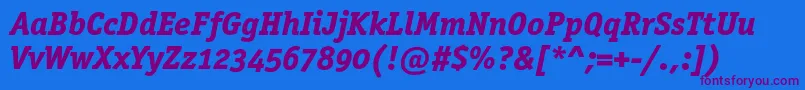 OfficinaserifextraboldoscItalic Font – Purple Fonts on Blue Background