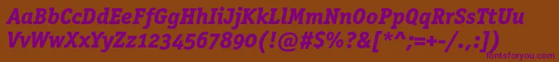 OfficinaserifextraboldoscItalic Font – Purple Fonts on Brown Background