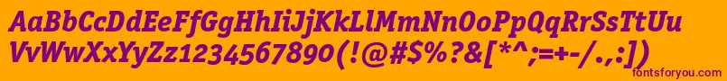 OfficinaserifextraboldoscItalic Font – Purple Fonts on Orange Background