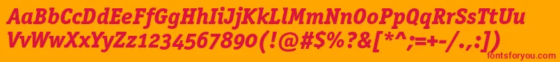 フォントOfficinaserifextraboldoscItalic – オレンジの背景に赤い文字