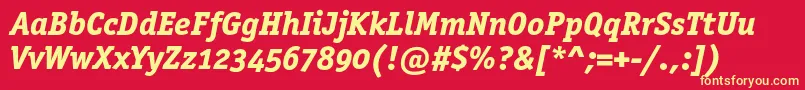 OfficinaserifextraboldoscItalic Font – Yellow Fonts on Red Background