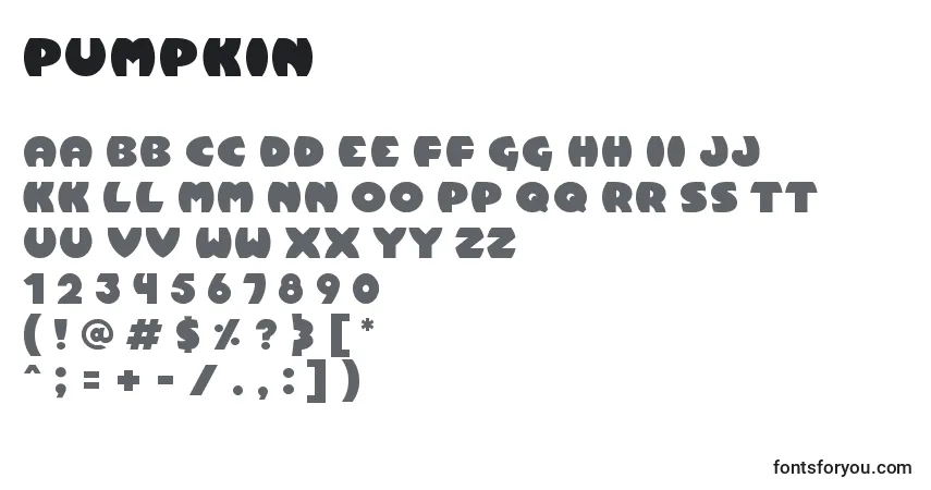 Шрифт Pumpkin – алфавит, цифры, специальные символы