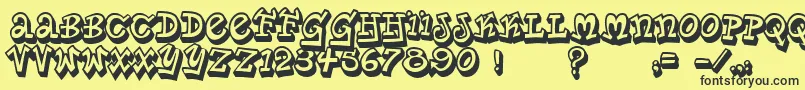 PlanetBenson2-Schriftart – Schwarze Schriften auf gelbem Hintergrund