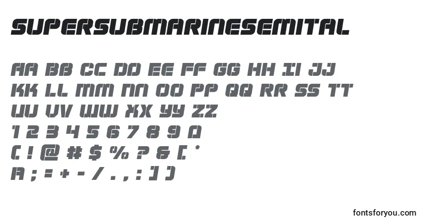 Supersubmarinesemital-fontti – aakkoset, numerot, erikoismerkit