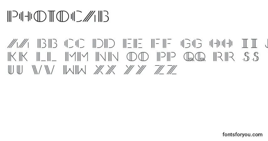 Schriftart Photocab – Alphabet, Zahlen, spezielle Symbole