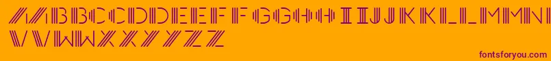 Photocab-Schriftart – Violette Schriften auf orangefarbenem Hintergrund