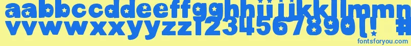 DjbCutoutsStars Font – Blue Fonts on Yellow Background