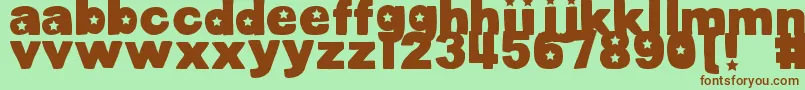 DjbCutoutsStars Font – Brown Fonts on Green Background