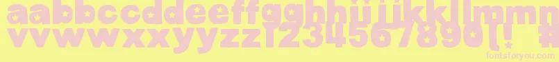 DjbCutoutsStars-fontti – vaaleanpunaiset fontit keltaisella taustalla