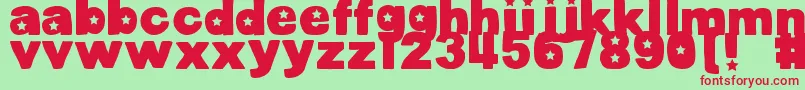 DjbCutoutsStars Font – Red Fonts on Green Background