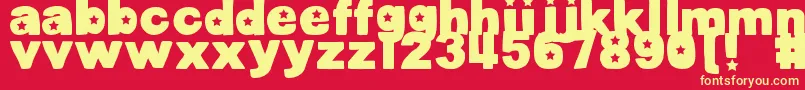 DjbCutoutsStars-fontti – keltaiset fontit punaisella taustalla