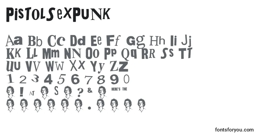 Fuente PistolSexPunk - alfabeto, números, caracteres especiales