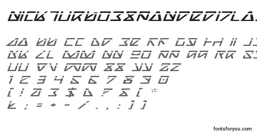 Czcionka NickTurboExpandedItlas – alfabet, cyfry, specjalne znaki