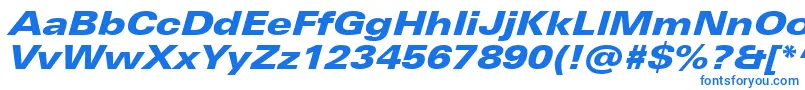 Шрифт UniversNextProBlackExtendedItalic – синие шрифты на белом фоне