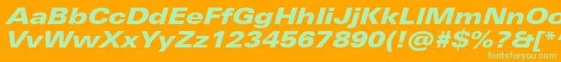 UniversNextProBlackExtendedItalic Font – Green Fonts on Orange Background