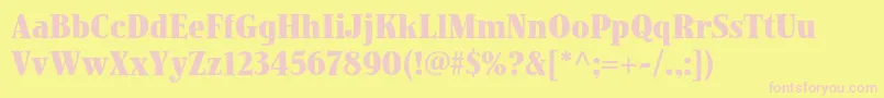 JimbostdBoldcondensed-fontti – vaaleanpunaiset fontit keltaisella taustalla