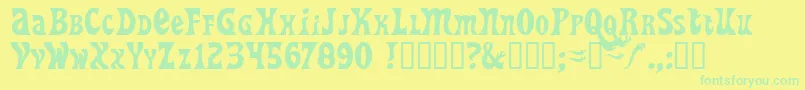 フォントHeavyHeap – 黄色い背景に緑の文字