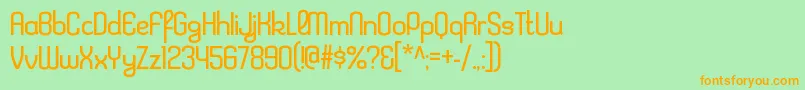 フォントKleptocracyltRegular – オレンジの文字が緑の背景にあります。