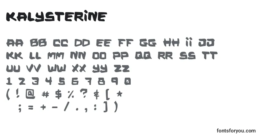 A fonte Kalysterine – alfabeto, números, caracteres especiais
