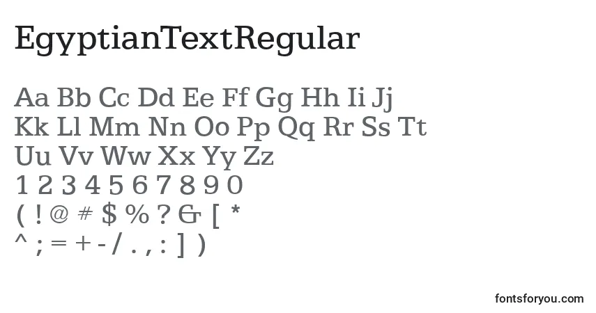 Шрифт EgyptianTextRegular – алфавит, цифры, специальные символы