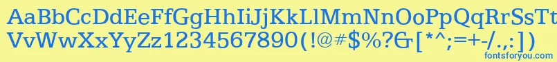 フォントEgyptianTextRegular – 青い文字が黄色の背景にあります。