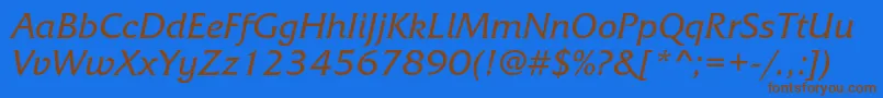 FrizquadratacItalic Font – Brown Fonts on Blue Background