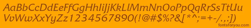 Шрифт FrizquadratacItalic – коричневые шрифты на оранжевом фоне