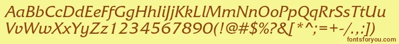 Czcionka FrizquadratacItalic – brązowe czcionki na żółtym tle