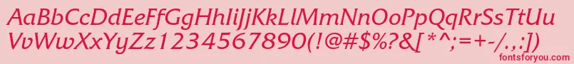 FrizquadratacItalic Font – Red Fonts on Pink Background