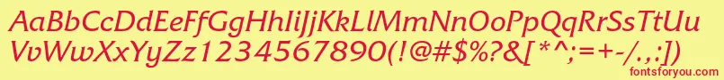 Czcionka FrizquadratacItalic – czerwone czcionki na żółtym tle