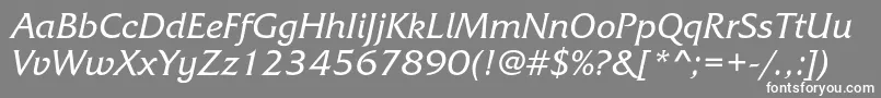 フォントFrizquadratacItalic – 灰色の背景に白い文字