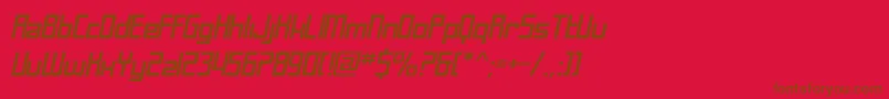 フォントSfLaundromaticExtendedOblique – 赤い背景に茶色の文字