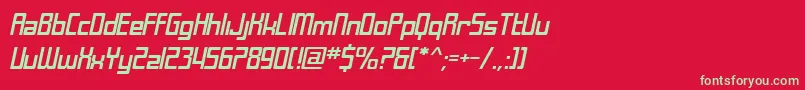 SfLaundromaticExtendedOblique-Schriftart – Grüne Schriften auf rotem Hintergrund