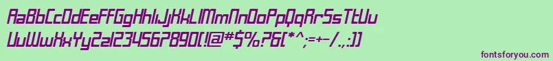 フォントSfLaundromaticExtendedOblique – 緑の背景に紫のフォント