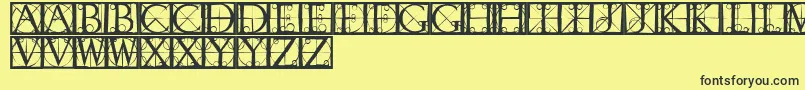 Capsrandomishbricks Font – Black Fonts on Yellow Background