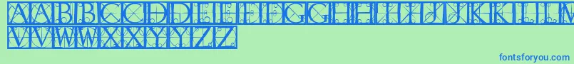Capsrandomishbricks Font – Blue Fonts on Green Background